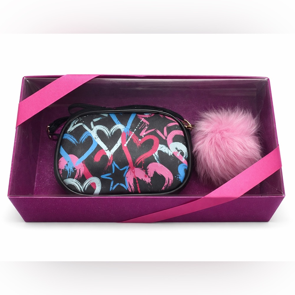 NIB Mini Handbag & Pom Keychain - Heart & Star